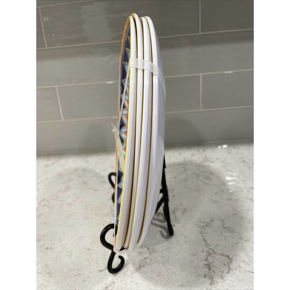 BRIGHT MOSAIC Set of 4 Artisan De Luxe MELAMINE Dinner Plates 11" Outdoor Pool - Picture 3 of 4